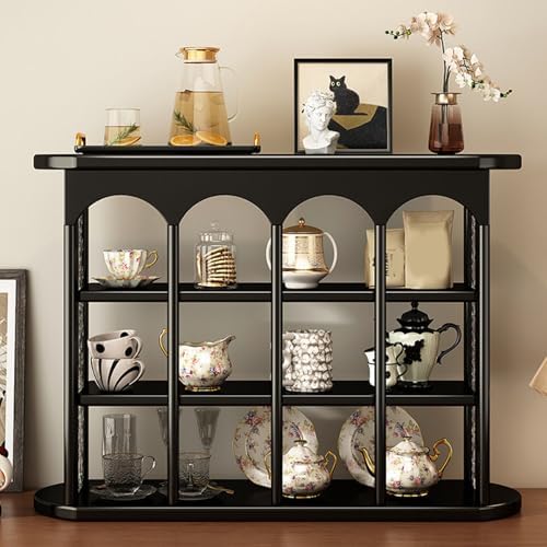 Wooden Mug Holder Countertop, Freestanding Grid Vintage Coffee Cup Display Stand, Rustic Coffee Mug Holder Organizer for Kitchen, Coffee Station,Brown,9 Grid - Image 3