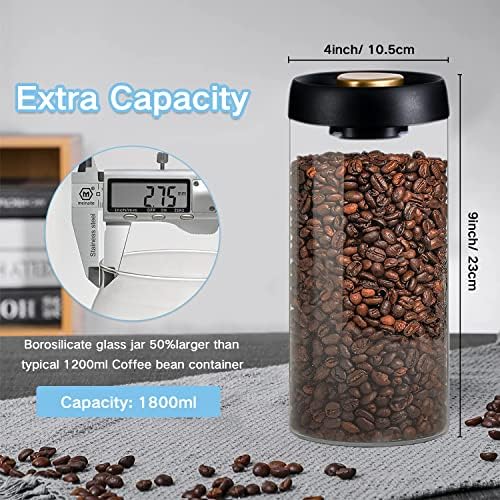 Gute Borosilicate Glass Kitchen Storage Jars, Coffee Canisters with Airtight Lid Seal, Food Storage Containers - Perfect for Coffee Beans, Tea, Sugar, Candy, Spices, Rice (1800ml/60 Ounces) - Image 4