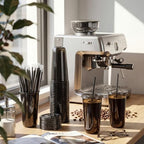 Ziliny 50 Sets 20 oz Black Plastic Iced Coffee Cups with Lids and Straws - Image 2