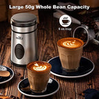 Willz Electric Coffee Grinder for Coffee Beans, Spices, & Herbs with Easy On/Off Button Control, 50g Grinding Capacity, Makes up to 6 cups, 200W, Stainless Steel - Image 2