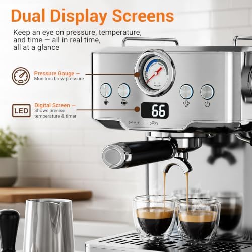 Espresso Machine with Milk Frother, PID Temperature Control, 20 Bar - Image 4