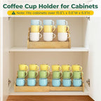 EsLuker.ly Coffee Mug Cup Holder Rack for Cabinets Countertop, 3 Tier Expandable Mug Storage Organizer Bamboo Coffee Bar Station Display Stand Shelf for Kitchen Countertop, No Assembly, More Space - Image 5
