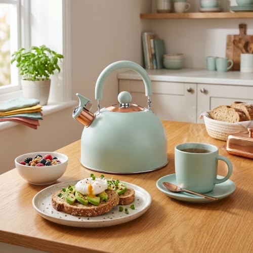 V&L 2.6 Qt Green Whistling Tea Kettle for Stovetop - Image 2