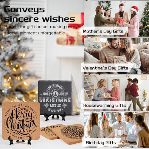 100PCS Square Slate, Cork Drink Coasters Bulk for Laser Engraving - Image 5