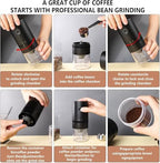 Portable Electric Burr Coffee Grinder Multi Adjustable Settings Rechargeable Coffee Bean Grinder with Conical Ceramic Burr, for Travel, Camping (BLACK) - Image 3