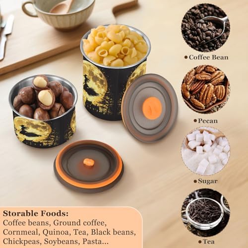 Stainless Steel Coffee Storage Containers with Airtight Lid, Halloween Witch Moon Forest 30oz Food Storage Container Kitchen Canister for Tea, Coffee Beans, Ground, Sugar Storage - Image 5