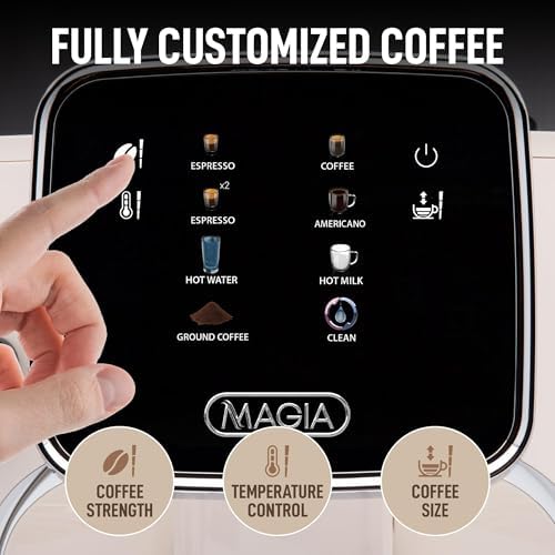 Zulay Kitchen Magia Automatic Espresso Machine – Clasica, Cream Silver – Super Automatic Coffee Maker with Built-in Grinder, Steam Wand, Self-Cleaning, Touch Panel, for Bean & Ground Coffee - Image 4