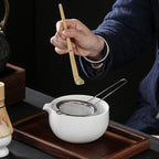 Japanese Matcha Tea Set of 7 Ceremony Matcha Kit with Matcha Bowl(Chawan) with Pouring Spout, Matcha Whisk (Chasen), Scoop (Chashaku), Ceramic Whisk Holder, Scoop Stand，Sifter,Tea Napkin Black - Image 2