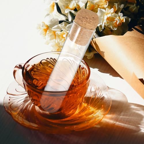 Artibetter 6pcs Glass Loose Leaves Tea Strainers Reusable Glass Tea Steeper Tubes with Fine Mesh Filter and Cork Caps at Home and Office - Image 5