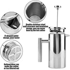 Fdit French Press Coffee Maker, Double Wall Insulated Brewer with Precision Filter for Home Office Stainless Steel Silver 800ml 1 Pack - Image 5