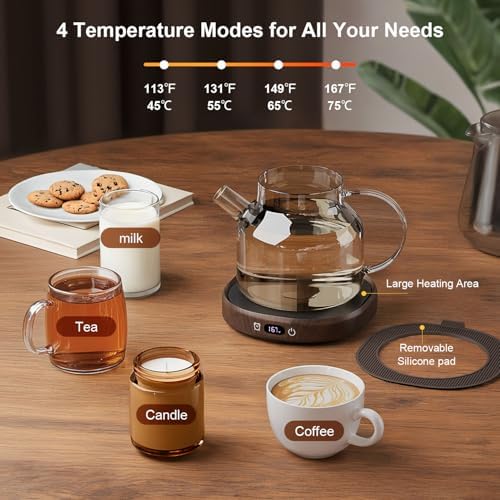Coffee Mug Warmer Set for Desk, Smart Heated Electric Tea Cup Warmer Plate - Image 5