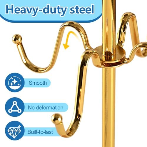 Mug Holder Tree, Non-Slip Iron Mug Stand with Wooden Base, 8 Coffee Cups Holder for Kitchen Countertop Organizer - Image 5