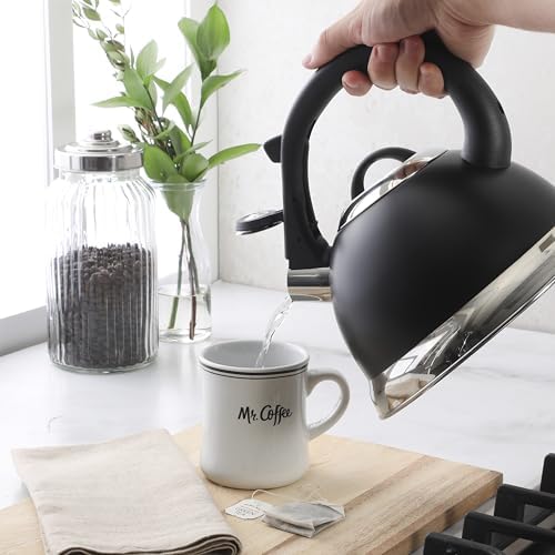Mr. Coffee Clarefield 2.4 Qt Whistling Tea Kettle – Matte Black Stovetop Water Kettle with Lid, Heat-Resistant Nylon Handle and Knob, Stainless Steel Trim - Image 3
