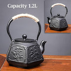 Tea Kettle,Cast Iron Teapot in Japanese Style,Tetsubin Tea Kettle with Stainless Steel Infuser,Die Casting Pattern Stove Safe Kettles,Traditional Iron Teapots,1.2L(Color:O) (Size : J) - Image 2