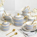CwlwGO-Bone China Tea Cup Set of 4, Cup and Saucer Sets Service for 4 with 24 Ounces Teapot,Sugar Bowl,Creamer Pitcher,Elegant British Tea Cups for Tea Party,Gifts Box. by HappleCwlwgoHome