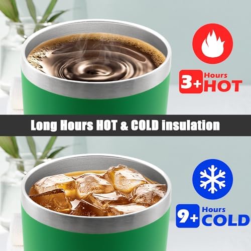 20oz Tumbler Insulated Coffee Tumblers with Lid Stainless Steel Green 12P - Image 5
