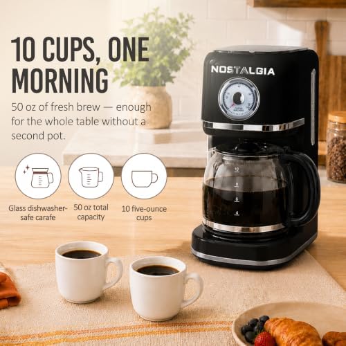 Nostalgia Classic Retro 10 Cup Coffee Maker, Black - Image 3