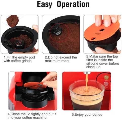 Reusable coffee capsule filter cup | Double-layer 304 stainless steel filter, silicone sealing cover, easy to clean | Environmentally friendly essential for home, cafe, office (grey,Set5) - Image 5