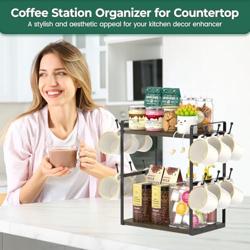 EsLuker.ly Coffee Station Bar Organizer Mug Holder Stand Countertop - Image 2