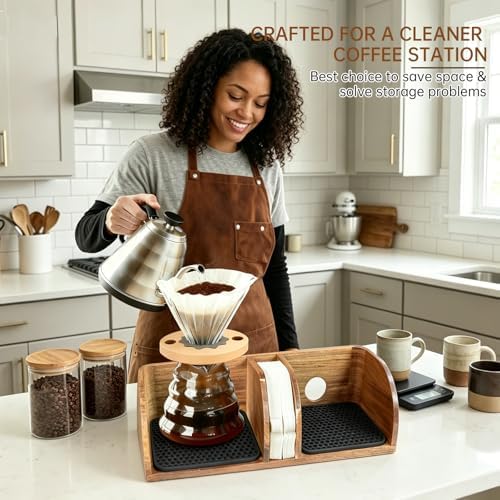 Acacia Coffee Bar Station Organizer Stand Caddy for Chemex Pour Over Maker - Image 6