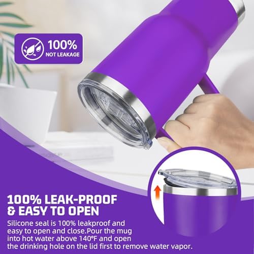 20 oz Tumbler with Handle Stainless Steel Insulated Coffee Tumbler with Lid and Straw Double Wall Vacuum Insulated Coffee Mug Leak Proof Travel Mug Tumbler for Hot and Cold Drink, Mix Color-10 - Image 5