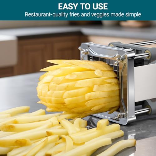 French Fry Cutter, Sopito Professional Stainless Steel Potato Cutter with 1/2", 1/4", 3/8" & Wedge Blades for Potatoes, Carrots, Apples - Image 2