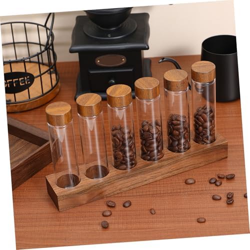 Coffee Bean Storage Tubes with Wood Stand, 6 Pack Glass Vials for Display - Image 4