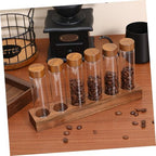 Coffee Bean Storage Tubes with Wood Stand, 6 Pack Glass Vials for Display - Image 4
