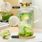 Buaic 2 PACK Glass Pitcher with Lid, 68 oz Vintage Water Carafe for Fridge - Image 4