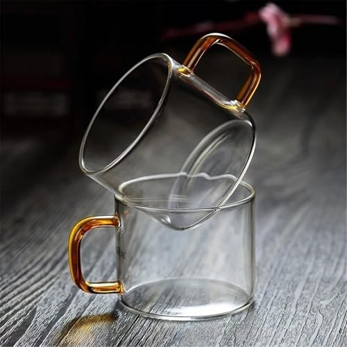 Juice Glass Mugs Set of 2, with Handle, 5 oz/150 ml Clear(Clear) - Image 3
