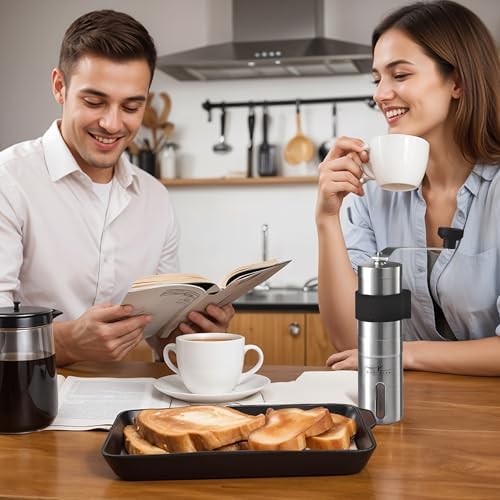 Manual Coffee Grinder - 18 Adjustable Settings, Stainless Steel Conical Burr Coffee Bean Grinder, Portable, Durable & Travel Friendly - With Silicone Sleeve by KOKOBEAN - Image 6