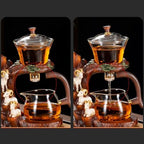 Glass Teapot Set with Infuser Semi Automatic Tea Set Lazy Kungfu Attraction Drip Rotating Magic Teapot Set (Goat) - Image 4