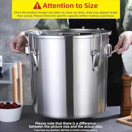 304 stainless steel food storage containers with lids lock clips airtight container large airtight for rice flour sugar grain coffee bean storage containers Kitchen jar (5.55gal/21L) - Image 2