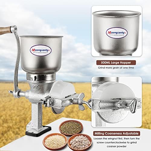 Moongiantgo Corn Grinder Cast Iron Hand Crank Grain Mill - Image 2