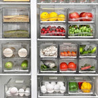 Diskary Fridge Organizer, Stackable Refrigerator Organizer Bins, Reusable Food Storage Containers, Fridge Drawer Organizer in Home Kitchen, Barbecue Shop, Restaurant, BPA-Free (2 Drawers, Medium) - Image 4