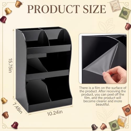 Wenqik 3 Tier Acrylic Coffee Bar Organizer Black Condiment Holder - Image 2