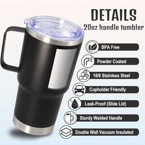 20 oz Tumbler with Handle and Lid Insulated Travel Coffee Mug Mix 12P - Image 3