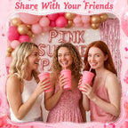 Honeydak 30 Pack Reusable Plastic Tumblers with Lids and Straws 12oz Colorful Cold Drink Cups Bulk Travel Mug Leak Proof Party Iced Coffee Cups for Summer Party Birthday Gift (No Glitter,Pink) - Image 4