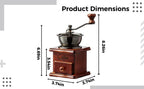 Retro Manual Coffee Grinder, Ceramic Burr Mill, Hand Crank Coffee Bean Grinder with Beech Wood Base & Catch Drawer, Classic Adjustable Coarseness for Home, Office, Espresso, 3.7 x 3.7 x 6.7 in - Image 6