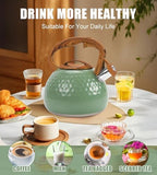 3.2Qt Stainless Steel Whistling Tea Kettle Stovetop, Emerald Green - Image 6