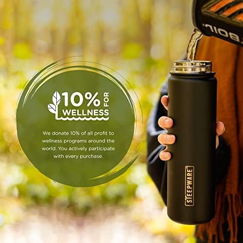 The Tea Spot Steepware Tea Tumbler and Thermos, 22oz, Tea Bottle with tea infuser for loose leaf tea or iced coffee, Sleek Double Wall Tumbler & Insulated Travel Bottle - Black - Image 6