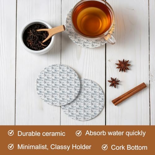 Asian Drink Coasters Set of 4, Absorbent Round Ceramic Coasters for Desk, Oriental Chinese Traditional Ink Painting Natural Cup Mats for Home Kitchen Office Party Coffee Table Decoration Supplies - Image 5