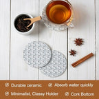 Asian Drink Coasters Set of 4, Absorbent Round Ceramic Coasters for Desk, Oriental Chinese Traditional Ink Painting Natural Cup Mats for Home Kitchen Office Party Coffee Table Decoration Supplies - Image 5