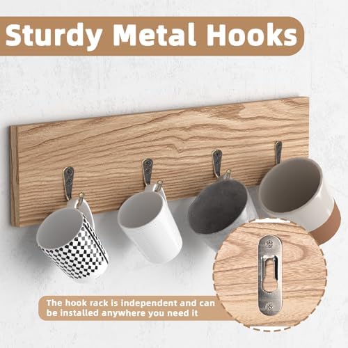 Wooden Coffee Mug Display Rack, Wall Mounted Coffee Cup Holder - Image 5