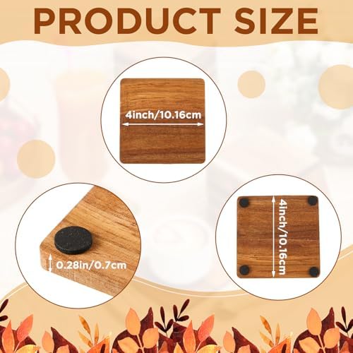48 Pcs Unfinished Acacia Wood Coasters, Square 4 Inch for Craft - Image 5