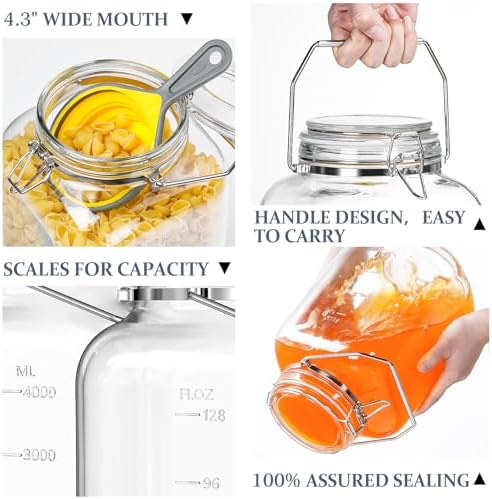 Folinstall 1.5 Gallon Glass Jar with Lid, Wide Mouth Mason Jars, 2PCS - Image 3