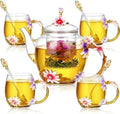 Maxdot 5 Pcs Floral Glass Tea Set, 51 oz Daisy Teapot with Infuser by Maxdot