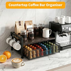 Tea Bag Organizer,Coffee Bar Organizer,Teabag Holder & Coffee Station with Storage Drawer,Wood Tea Station Chest Display Container Box for Countertop Kitchen (Grey) - Image 5