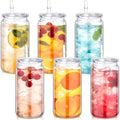 Blushtier 6 Pack 16 oz Plastic Cups Mason Jar Cups with Lids, Clear by Blushtier