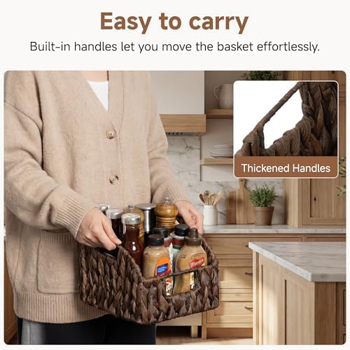 StorageWorks Pantry Baskets for Organizing, Handwoven Brown Baskets, 2-Pack - Image 3